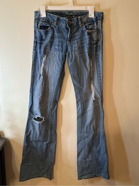 Amethyst Jeans Light Blue Distressed Flare Jeans